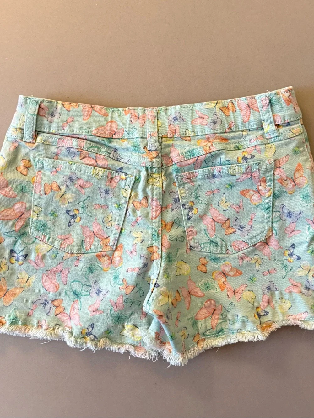 Carter's Pastel Floral Denim-Style Shorts - Light Blue with Pink & Yellow